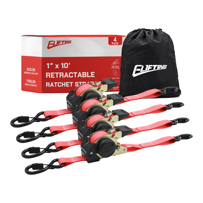 1 "x 10" 1760 kg BS Auto Rutractable Ratchet Straps (4pk)