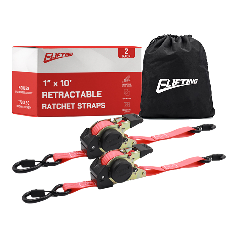 1 "x 10" Autoretract Tie Downs stropper med polstrede håndtak (2pk)